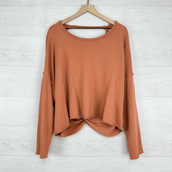 Aerie Weekend Pretty Open Back Sweatshirt M Twilight Terry Oversized Beach - Picture 2 of 16